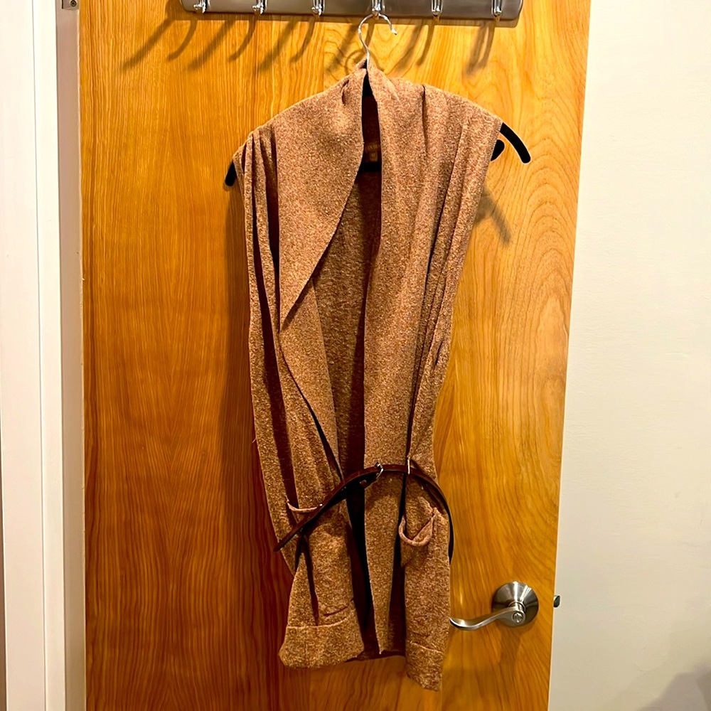 Tan colored knot vest with belt